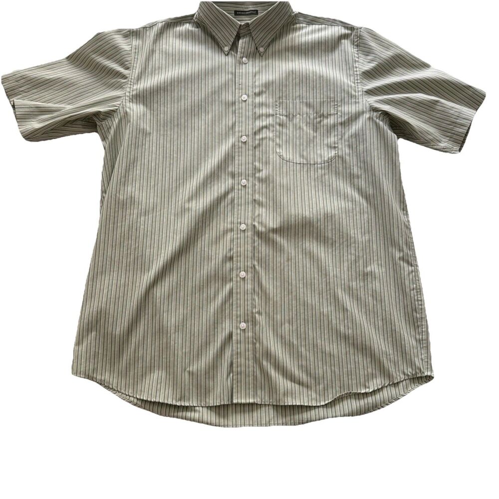 Eddie Bauer short Sleeve Shirt Mens L/Tall Relaxed Fit Green Wrinkle Resistant - Picture 4 of 8
